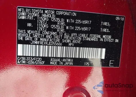 2018 Toyota Rav4 Xle z USA, uszkodzony, nr VIN JTMRFREVXJD255666